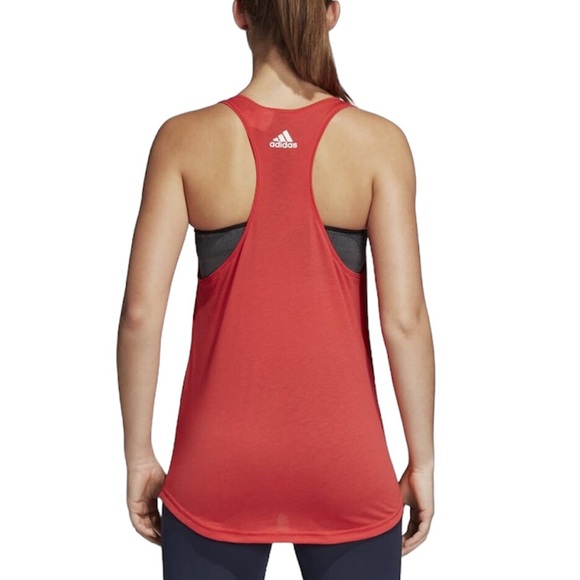 adidas White Logo Orange Red Racerback Tank Top S - Picture 5 of 10